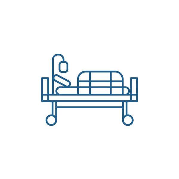 Bett in Krankenhauslinie Icon-Konzept. Bett im Krankenhaus flaches Vektorsymbol, Schild, Umrissillustration. — Stockvektor
