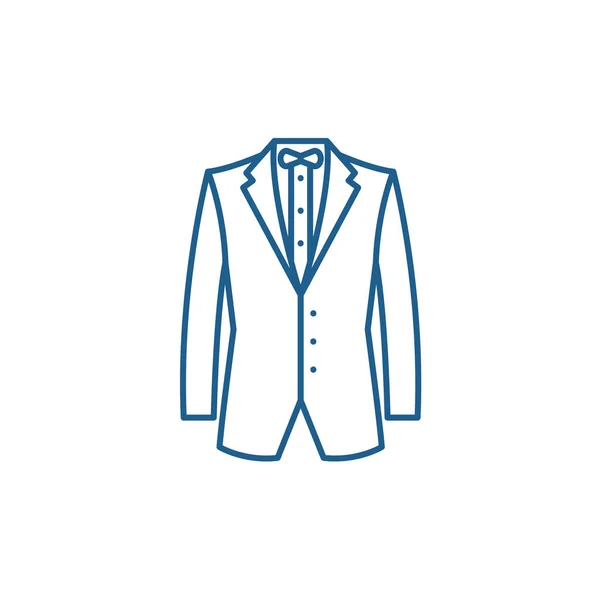 Chaqueta de negocios concepto de icono de línea. Chaqueta de negocios símbolo de vector plano, signo, esbozo ilustración . — Vector de stock