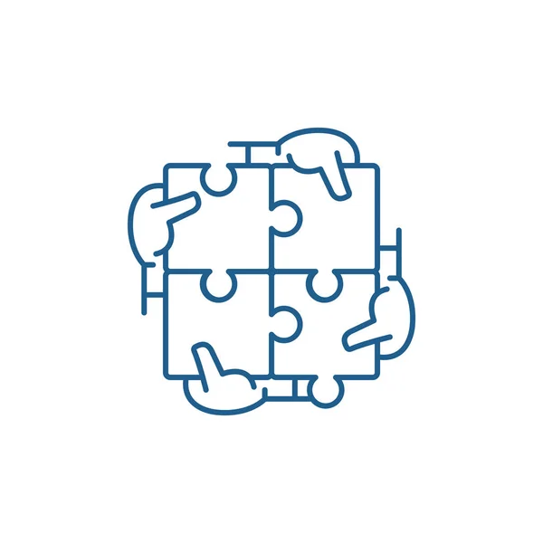 Concept d'icône de ligne de synergie d'affaires. Synergie d'entreprise symbole vectoriel plat, signe, illustration de contour . — Image vectorielle