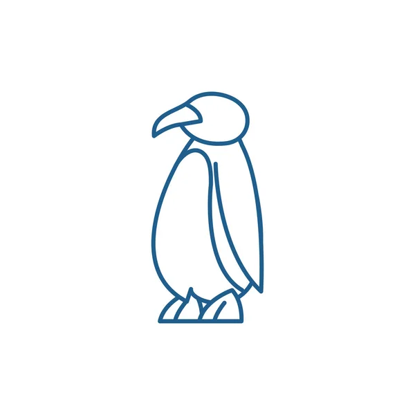 Desenhos animados conceito ícone de linha de pinguim. Pinguim dos desenhos animados símbolo vetorial plana, sinal, ilustração esboço . — Vetor de Stock