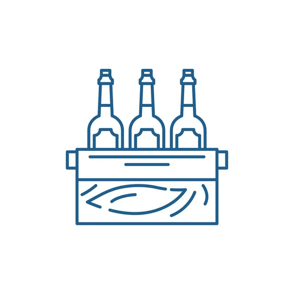 Caso di concetto icona linea di birra. Caso di birra piatto simbolo vettoriale, segno, illustrazione contorno . — Vettoriale Stock