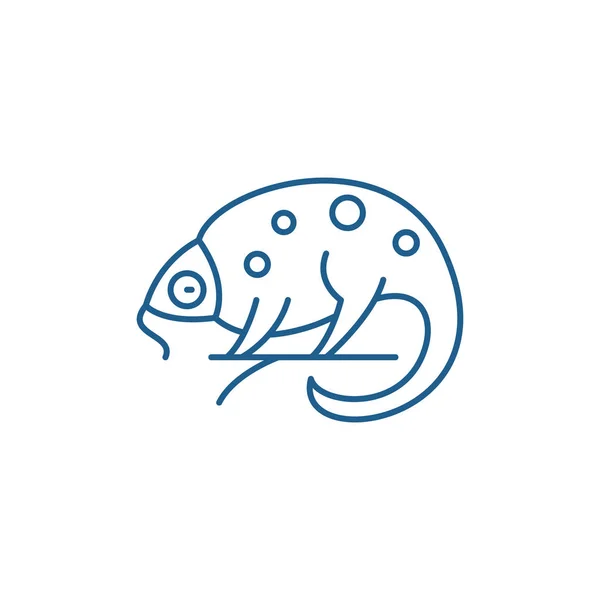 Chameleon lijn pictogram concept. Chameleon platte vector symbool, teken, overzicht illustratie. — Stockvector