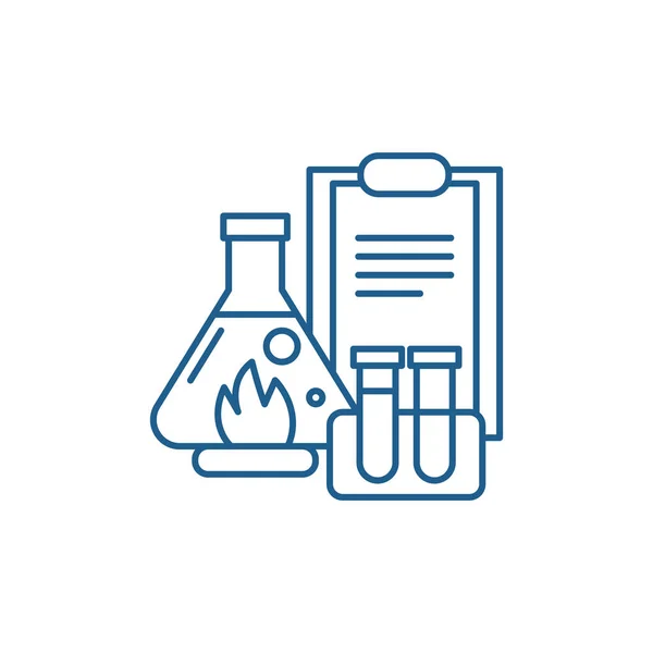 Kemiska experiment linje ikon konceptet. Kemiska experiment platt vektor symbol, underteckna, disposition illustration. — Stock vektor