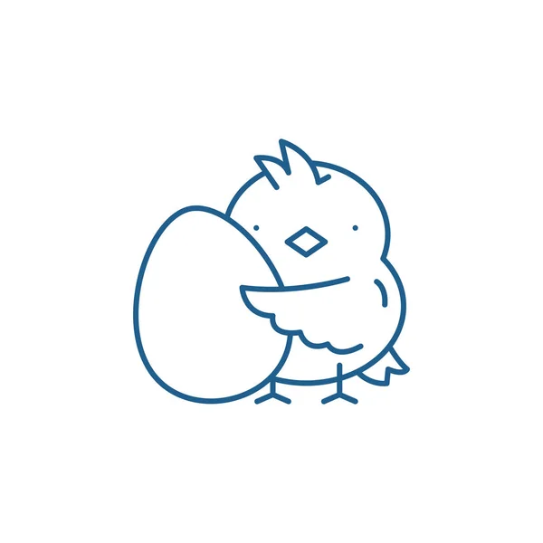 Chick med ett ägg line ikonen koncept. Chick med ägg platt vektor symbol, underteckna, disposition illustration. — Stock vektor