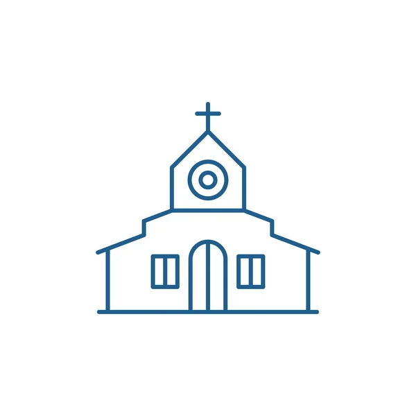 Kerk lijn pictogram concept. Kerk platte vector symbool, teken, overzicht illustratie. — Stockvector