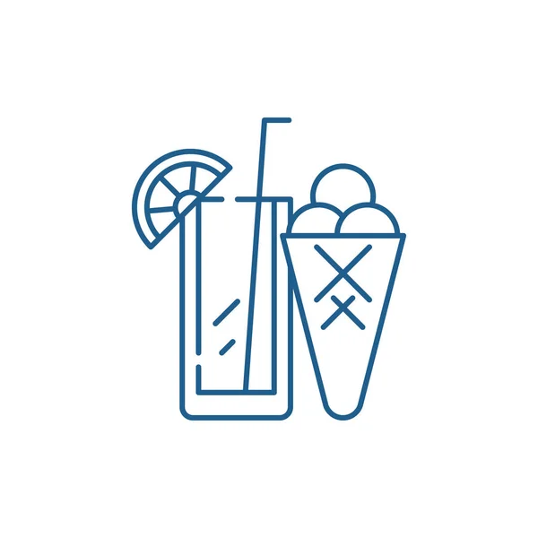 Concepto de icono de línea de cócteles y helados. Cóctel y helado vector plano símbolo, signo, esquema ilustración . — Vector de stock