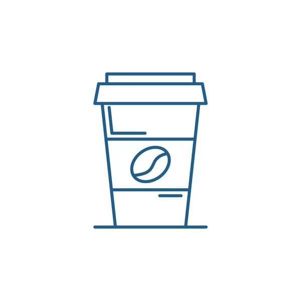 Kawa na wynos linii ikona koncepcja. Kawa na wynos płaskie wektor symbol, znak, ilustracja kontur. — Wektor stockowy