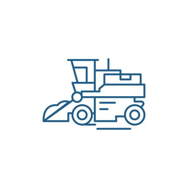 Combineer harvester lijn pictogram concept. Combine harvester platte vector symbool, teken, overzicht illustratie. — Stockvector