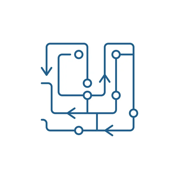 Conceito de ícone de linha de algoritmos de computador. Algoritmos de computador símbolo vetorial plana, sinal, ilustração esboço . —  Vetores de Stock