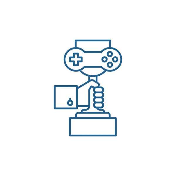 Concept d'icône de ligne de championnat de jeux informatiques. Jeux d'ordinateur championnat plat vecteur symbole, signe, illustration de contour . — Image vectorielle