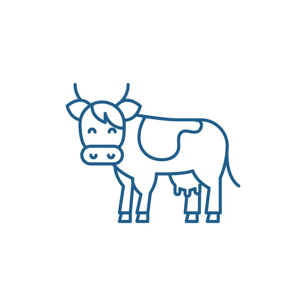 Cow Line Icon Konzept. Kuh flache Vektorsymbol, Zeichen, Umriss Illustration. — Stockvektor
