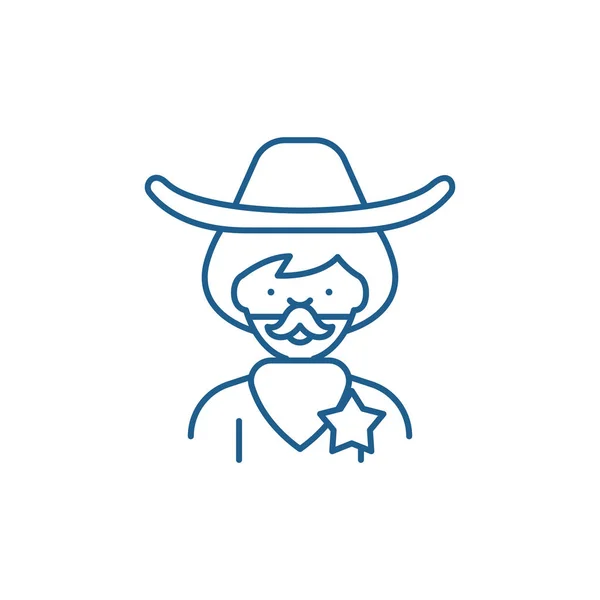 Conceito de ícone de linha de cowboy. Cowboy símbolo vetorial plana, sinal, ilustração esboço . —  Vetores de Stock