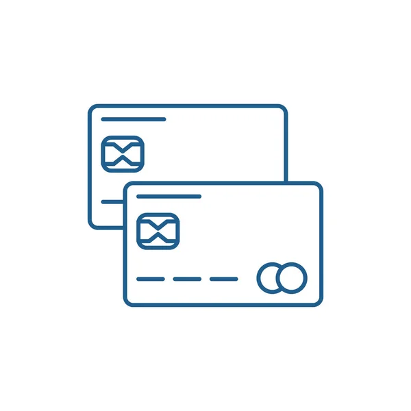 Tarjetas de crédito concepto icono de línea. Tarjetas de crédito vector plano símbolo, signo, esquema ilustración . — Vector de stock
