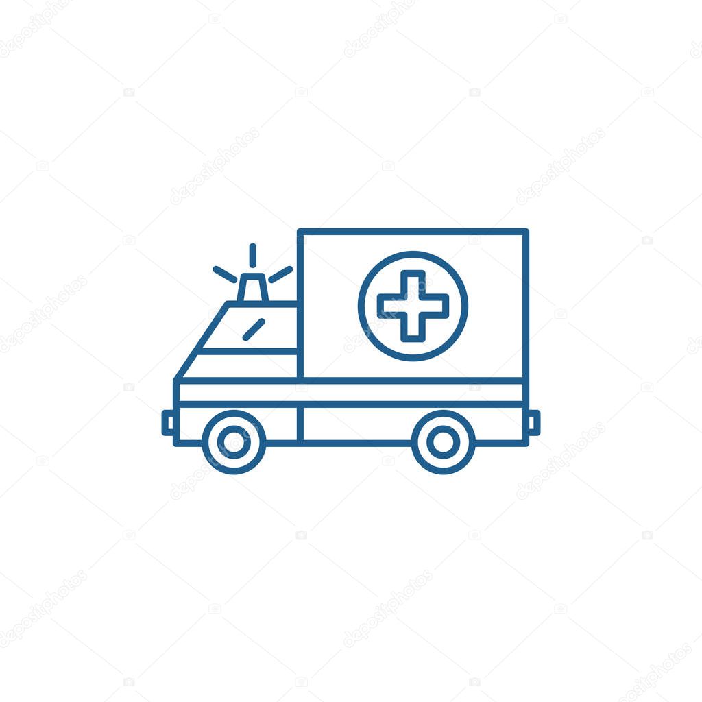 Ambulance line icon concept. Ambulance flat  vector symbol, sign, outline illustration.