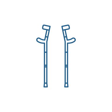 Crutches line icon concept. Crutches flat  vector symbol, sign, outline illustration. clipart