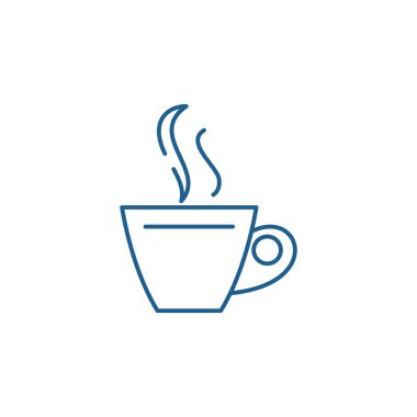 Bir fincan çay satırı simgesi kavramı. Fincan çay düz vektör simgesi, işaret, anahat illüstrasyon.