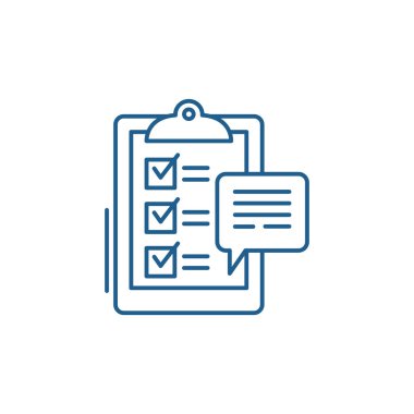 Müşteri anketleri satırı simgesi kavramı. Müşteri anketleri düz vektör simgesi, işaret, anahat illüstrasyon.