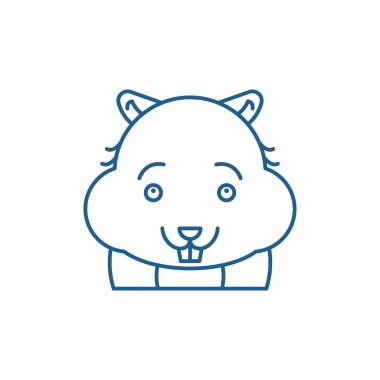 Şirin hamster satırı simgesi kavramı. Şirin hamster düz vektör simgesi, işaret, anahat illüstrasyon.