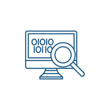 Veri analiz satırı simgesi kavramı. Veri analizi düz vektör simgesi, işaret, anahat illüstrasyon.