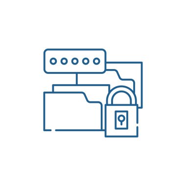 Veri şifreleme satırı simgesi kavramı. Veri şifreleme düz vektör simgesi, işaret, anahat illüstrasyon.