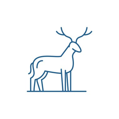 Geyik satırı simgesi kavramı. Geyik düz vektör simgesi, işaret, anahat illüstrasyon.