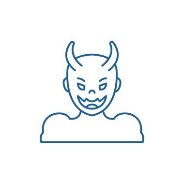 Şeytan satırı simgesi kavramı. Şeytan düz vektör simgesi, işaret, anahat illüstrasyon.