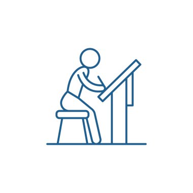 Çizim satırı simgesi kavramı. Çizim düz vektör simgesi, işaret, anahat illüstrasyon.