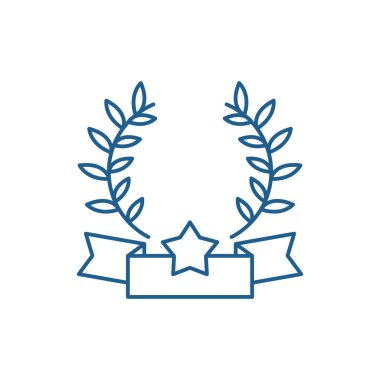 Zafer satırı simgesi kavramı arması. Zafer düz vektör simgesi, işaret, anahat illüstrasyon arması.