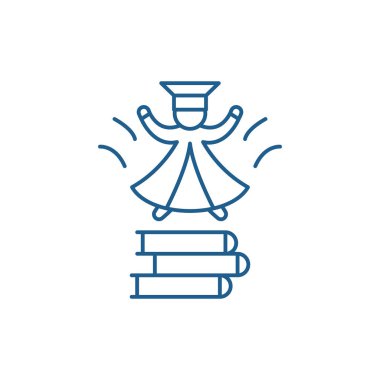 Üniversite hattı simgesi kavramı girin. Üniversite düz vektör simgesini girin işareti, anahat illüstrasyon.