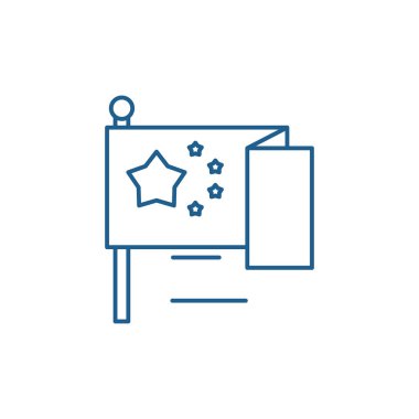 AB bayrağı satırı simgesi kavramı. AB bayrağı düz vektör simgesi, işaret, anahat illüstrasyon.