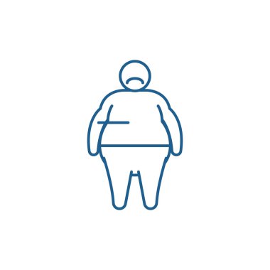 Şişman kişi satırı simgesi kavramı. Şişman kişi düz vektör simgesi, işaret, anahat illüstrasyon.