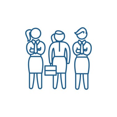 Kadın çalışanların çizgi simgesini kavramı. Kadın çalışanların düz vektör simgesi, işaret, anahat illüstrasyon.