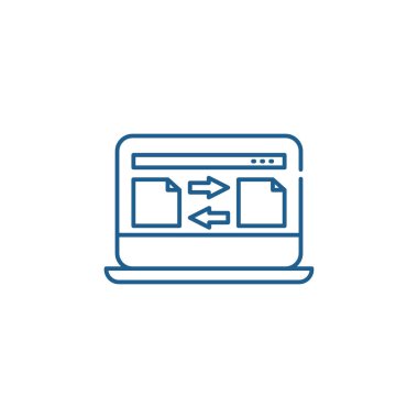 Dosya Transfer satırı simgesi kavramı. Dosya transferi düz vektör simgesi, işaret, anahat illüstrasyon.