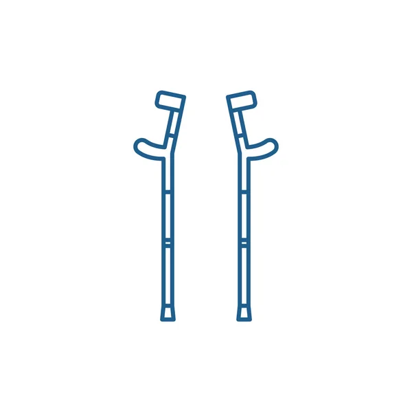 Crutches conceito ícone de linha. Crutches símbolo vetorial plana, sinal, ilustração esboço . — Vetor de Stock