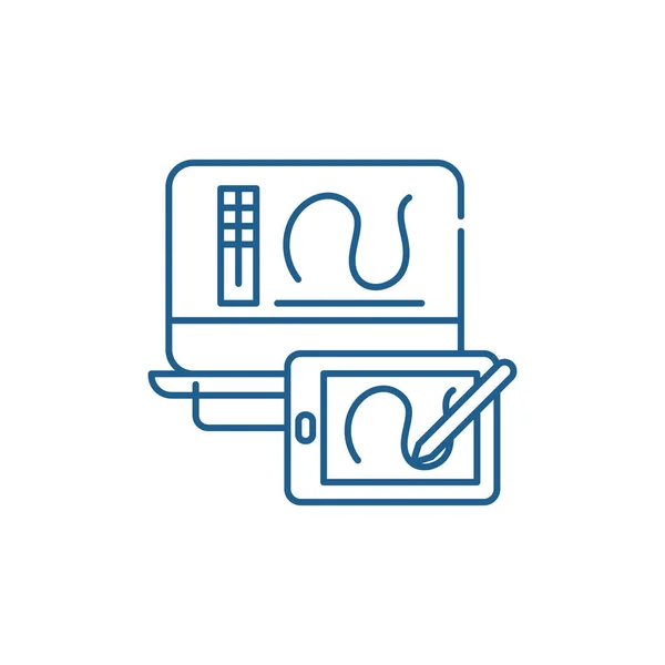Concept d'icône de ligne de dessin numérique. Dessin numérique symbole vectoriel plat, signe, illustration de contour . — Image vectorielle