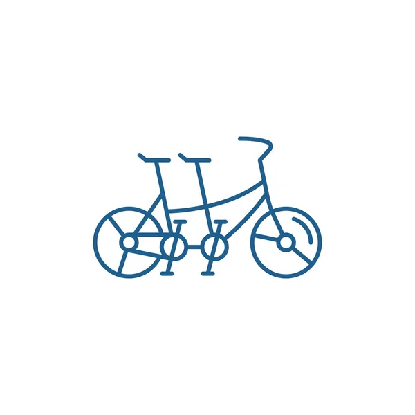 Doble concepto de línea de bicicleta icono. Doble bicicleta símbolo vector plano, signo, esbozo ilustración . — Archivo Imágenes Vectoriales