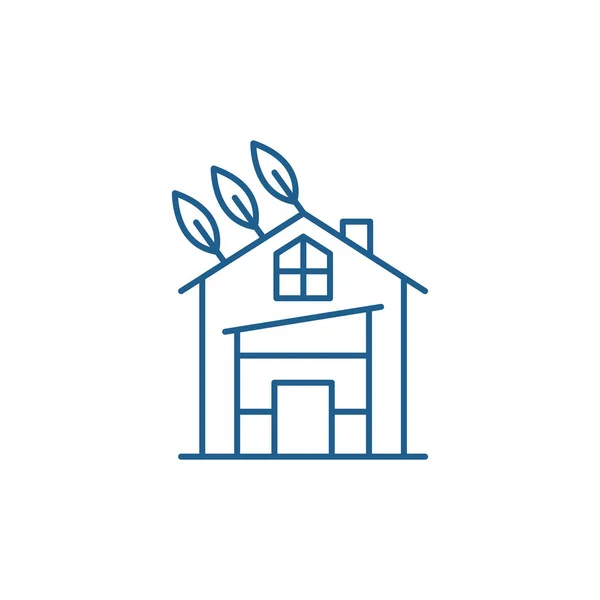 Eco house line icon concept. Eco house flat  vector symbol, sign, outline illustration. — Stock Vector