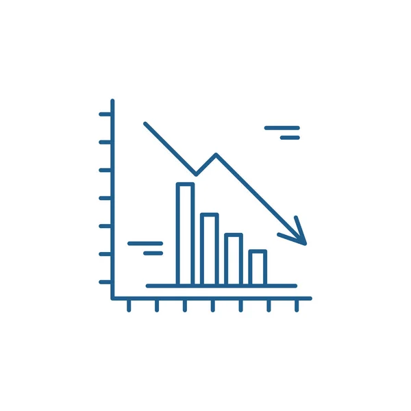 Csökkenő piaci line koncepció ikonra. Csökkenő piaci lapos vektor szimbólum, jel, szerkezeti ábra. — Stock Vector