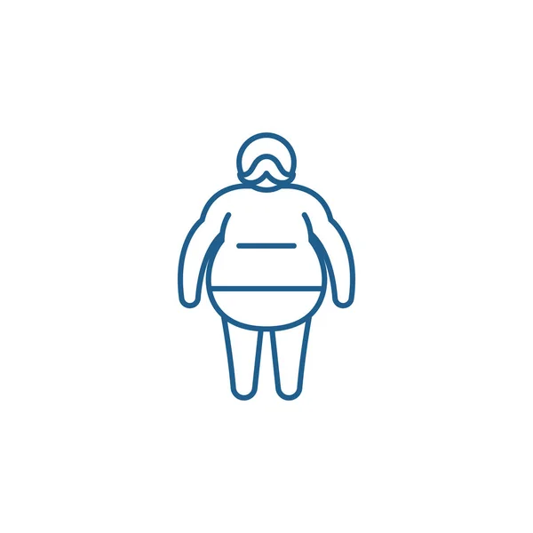Concepto de icono de línea de hombre gordo. Hombre gordo vector plano símbolo, signo, esquema ilustración . — Vector de stock