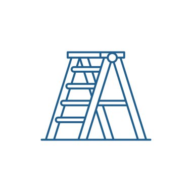 Katlanır merdiven satırı simgesi kavramı. Katlanır merdiven düz vektör simgesi, işaret, anahat illüstrasyon.