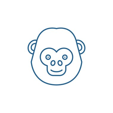 Komik şempanze satırı simgesi kavramı. Komik şempanze düz vektör simgesi, işaret, anahat illüstrasyon.