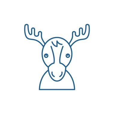 Komik geyik satırı simgesi kavramı. Komik geyik düz vektör simgesi, işaret, anahat illüstrasyon.