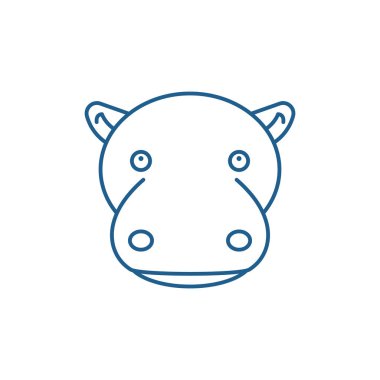 Komik su aygırı satırı simgesi kavramı. Komik su aygırı düz vektör simgesi, işaret, anahat illüstrasyon.