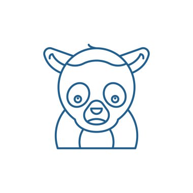 Komik lemur satırı simgesi kavramı. Komik lemur düz vektör simgesi, işaret, anahat illüstrasyon.