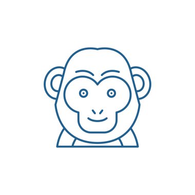 Komik maymun çizgi simgesini kavramı. Komik maymun düz vektör simgesi, işaret, anahat illüstrasyon.