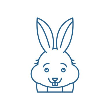 Komik Tavşan çizgi simgesini kavramı. Komik Tavşan düz vektör simgesi, işaret, anahat illüstrasyon.