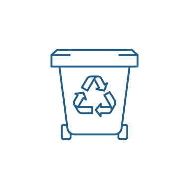 Çöp depolama satırı simgesi kavramı. Çöp depolama düz vektör simgesi, işaret, anahat illüstrasyon.