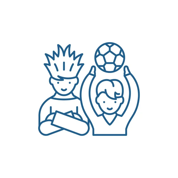 Fußballfans reihen sich an Ikonen. Fußballfans flache Vektor-Symbol, Zeichen, Umriss Illustration. — Stockvektor