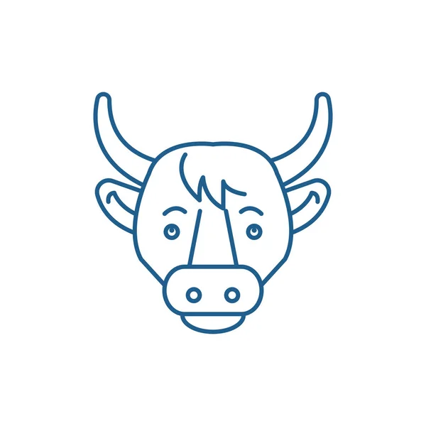 Divertente concetto di icona della linea di mucca. Simbolo vettore piatto mucca divertente, segno, illustrazione contorno . — Vettoriale Stock