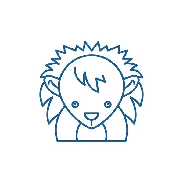 Funny hedgehog line icon concept. Funny hedgehog flat  vector symbol, sign, outline illustration. — Stock Vector